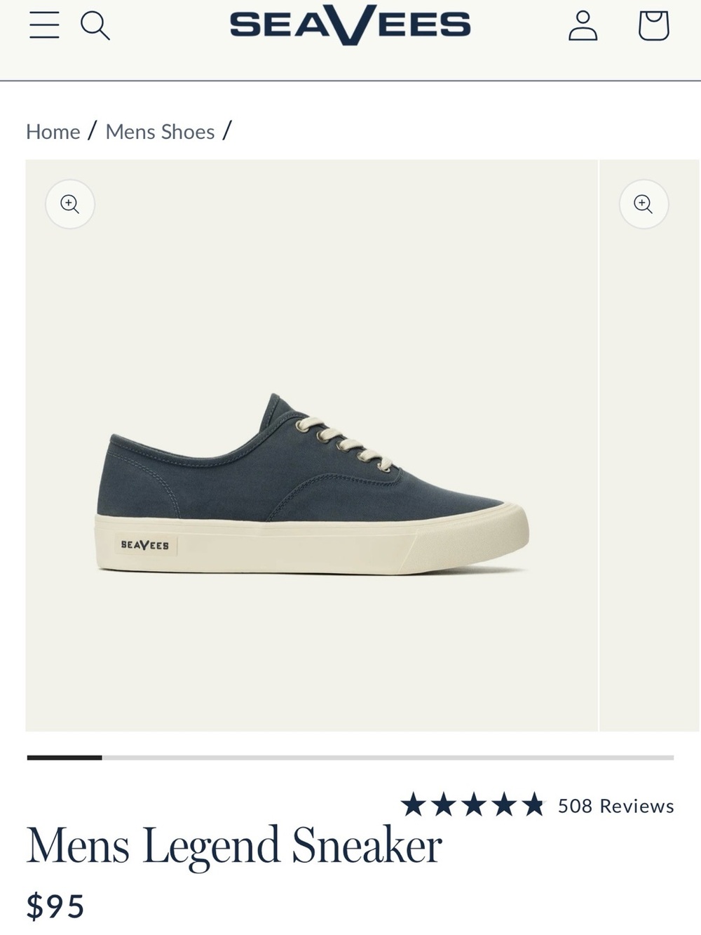 Men's Navy Canvas Low-Top seavees Sneakers with White Laces